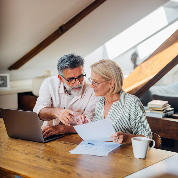 couple using a laptop